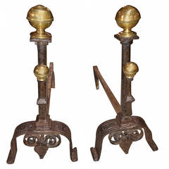 Pair Italian Baroque Andirons