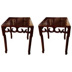 Pair of Chinese Hong Mu Side Tables