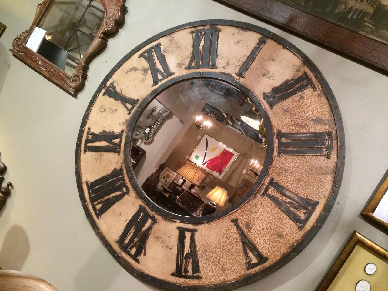 Clock Face Large-Scale Mirror In Excellent Condition In Stamford, CT