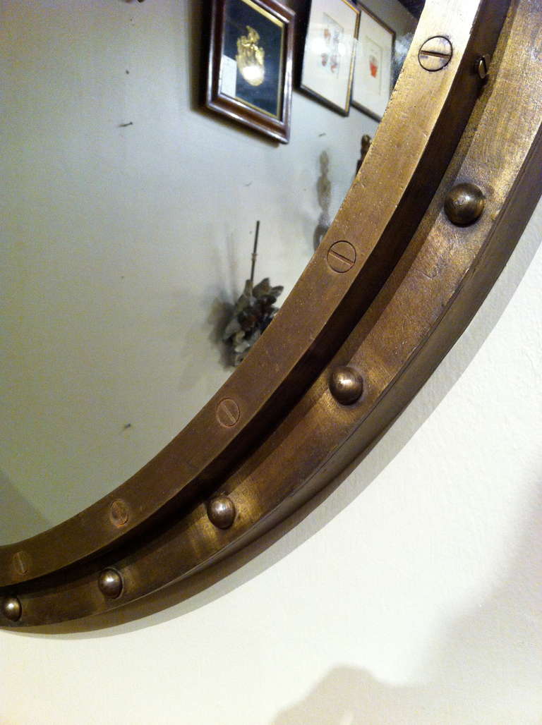 Mid-20th Century Round Industrial Steel Mirror