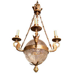 Empire Bronze and Glass Chandelier