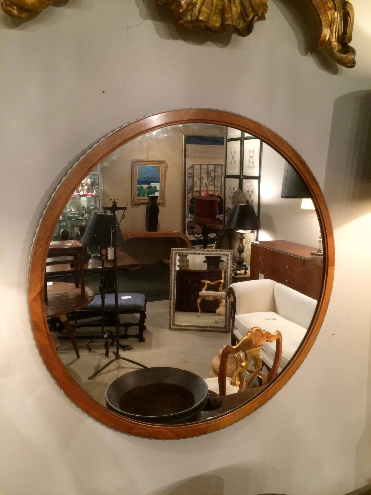 Mid-20th Century Modernist Round Mirror