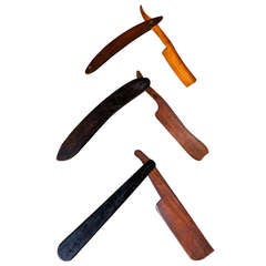 Set of Three Folk Art Straight Edge Razor Trade Signs