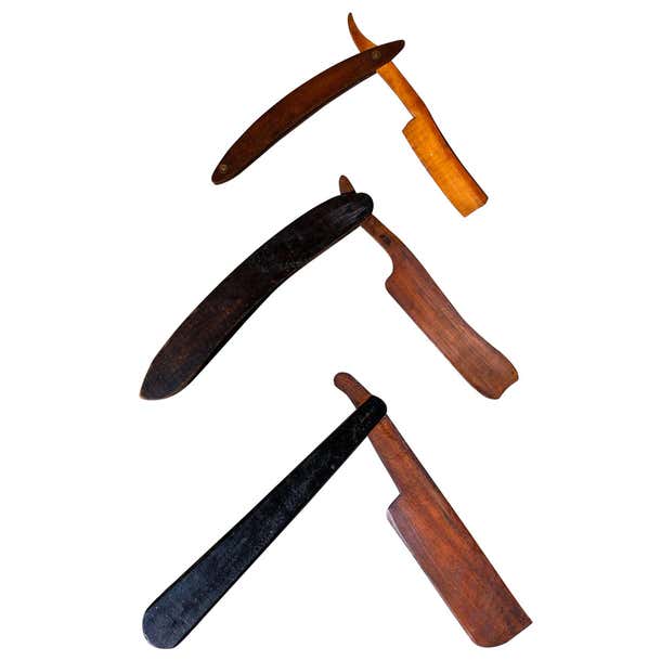 Set of Three Folk Art Straight Edge Razor Trade Signs For Sale at ...