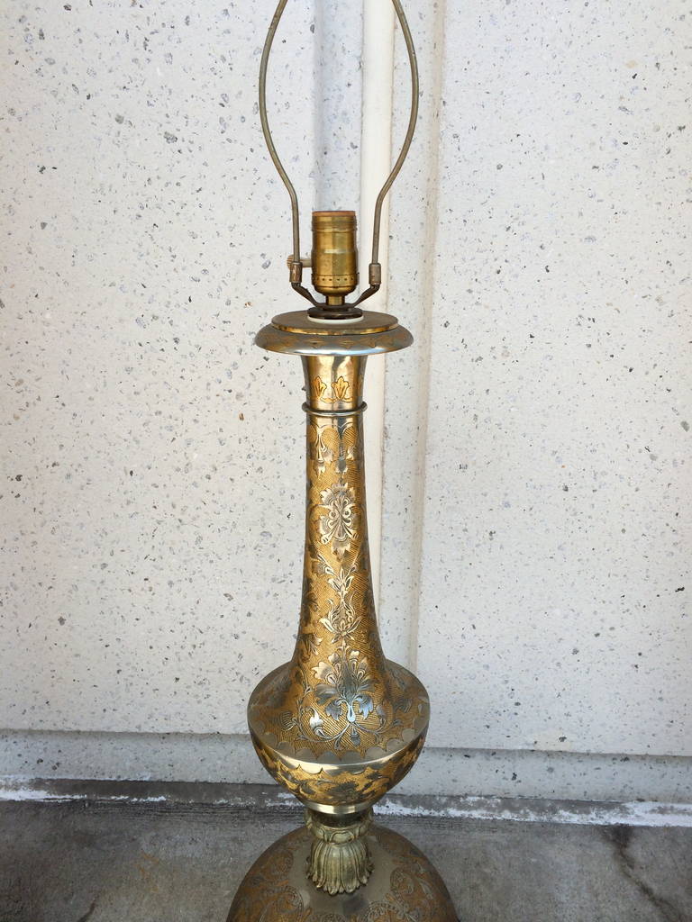 Silvered Pair of Anglo Indian Large-Scale Table Lamps