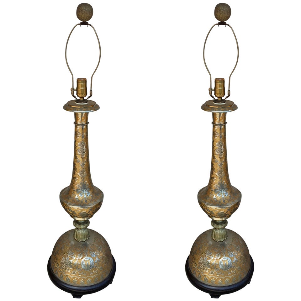 Pair of Anglo Indian Large-Scale Table Lamps