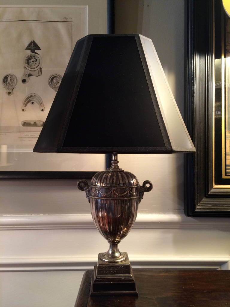 Pair of Regency Silvered Urn Lamps 4