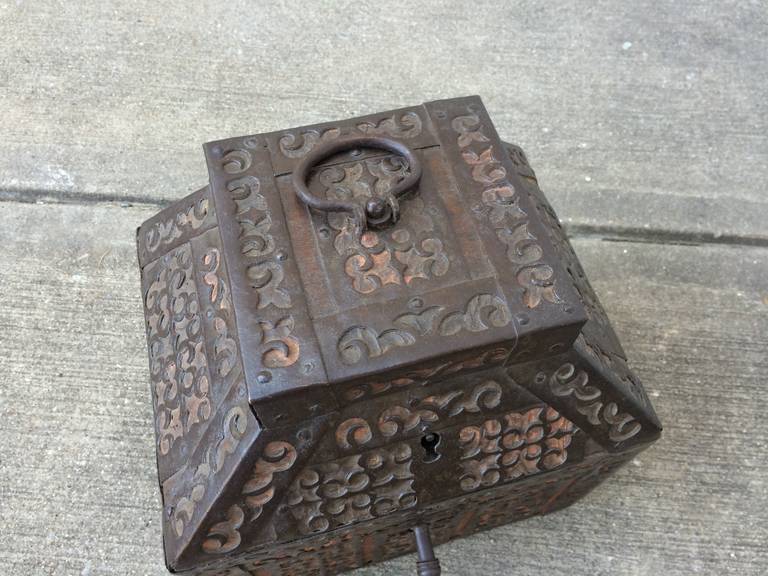 Russian Iron-Bound Wood Strong Box
