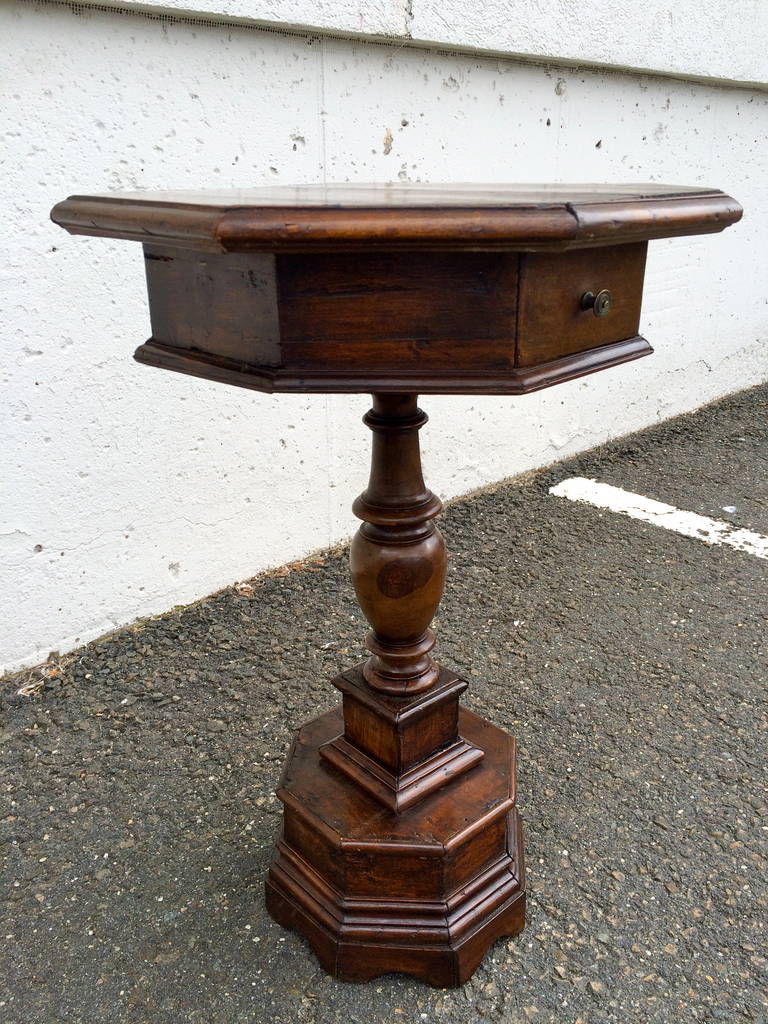 Italian Baroque Style Octagonal Walnut Side Table