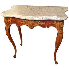Rococo Painted Marble Top Console