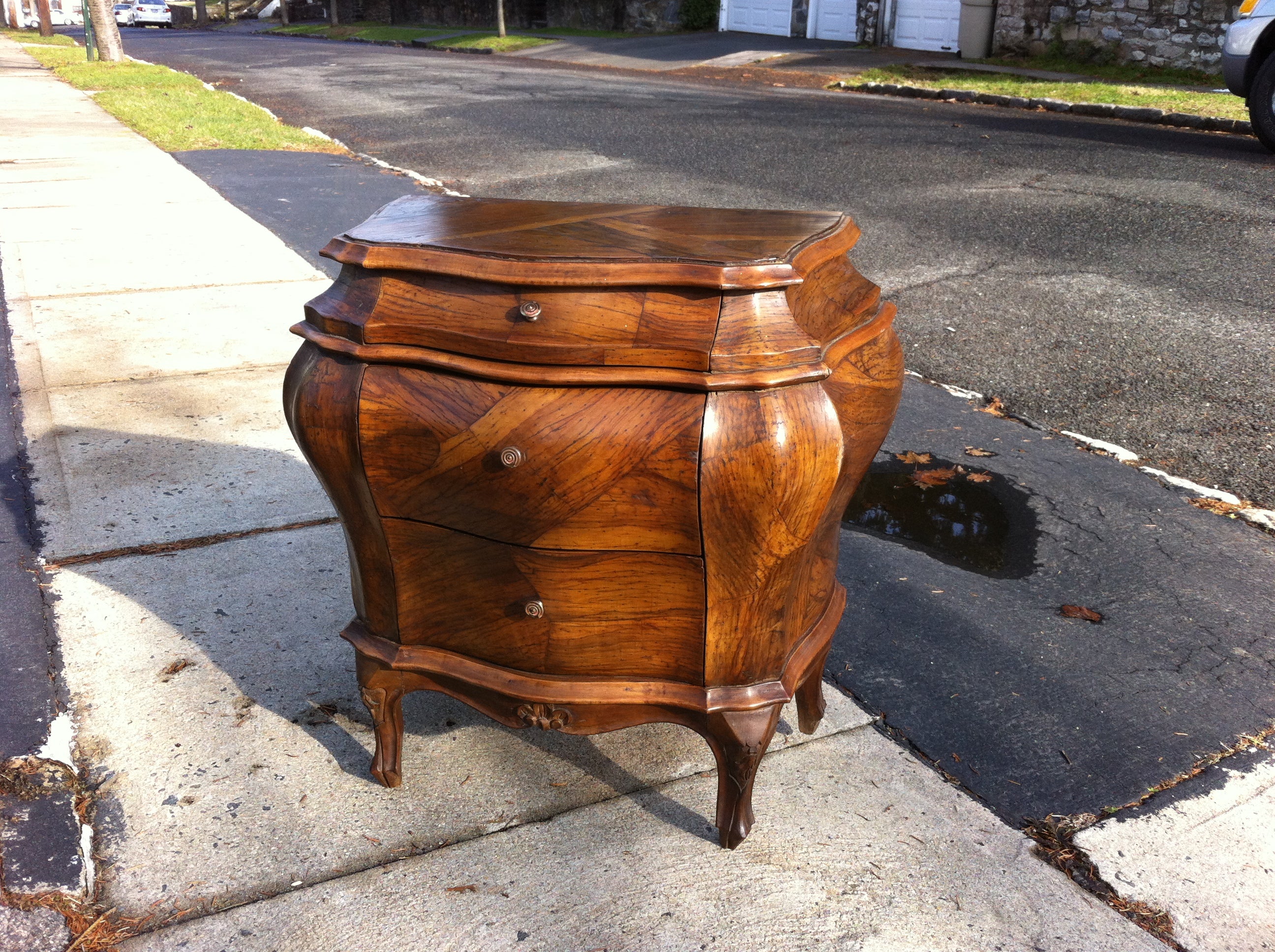 Pair of Italian Rococo Bombe Commodes