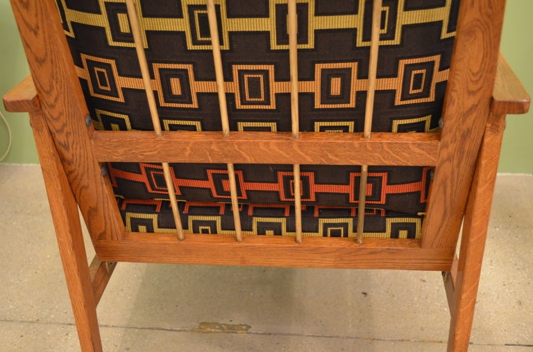 Mid-Century Modern Armchair in Oak and Brass