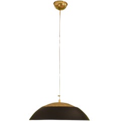 Large Dome Ceiling Lamp in Black and Brass