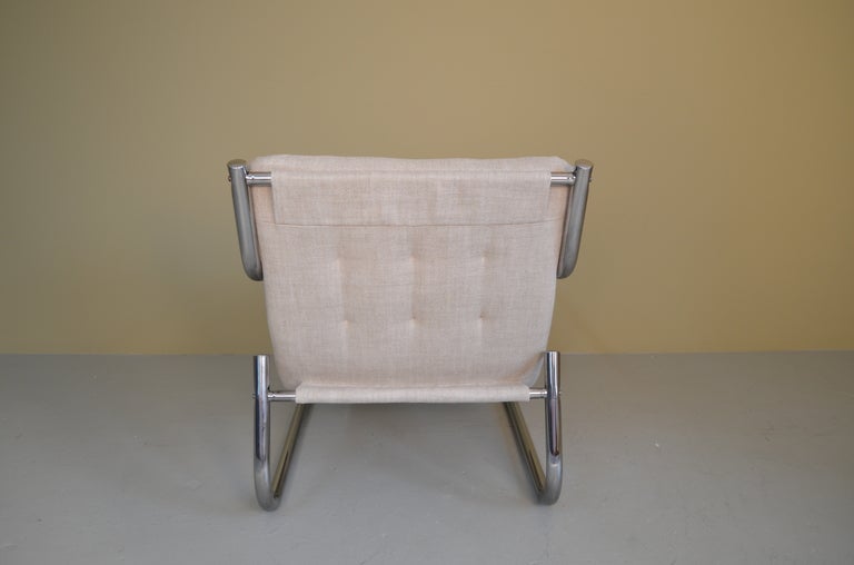 Mid-Century Modern Lounge Chair with Chrome Tube Frame