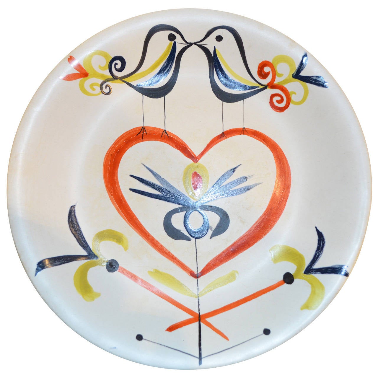 Decorative Ceramic Plate by Roger Capron For Sale