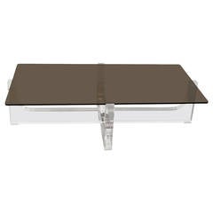 Lucite Base Coffee Table with Glass Top