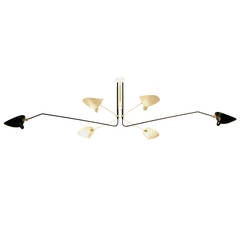 Ceiling Lamp with Six Rotating Arms in Black and White, by Serge Mouille