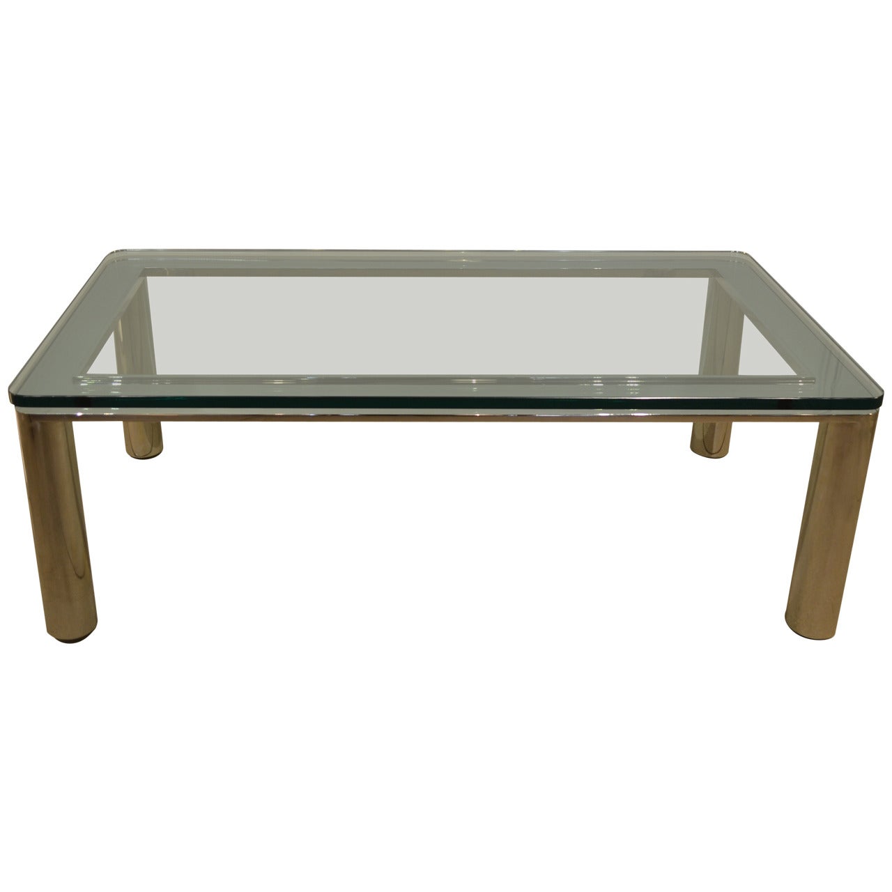 Glass Coffee Table with Chrome Base