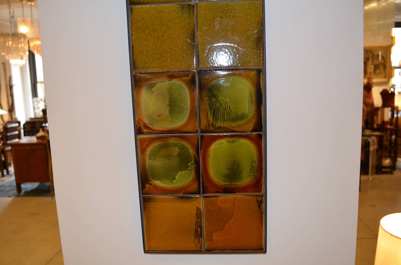 Mid-Century Modern Roger Capron Tile Panel in a Metal Frame