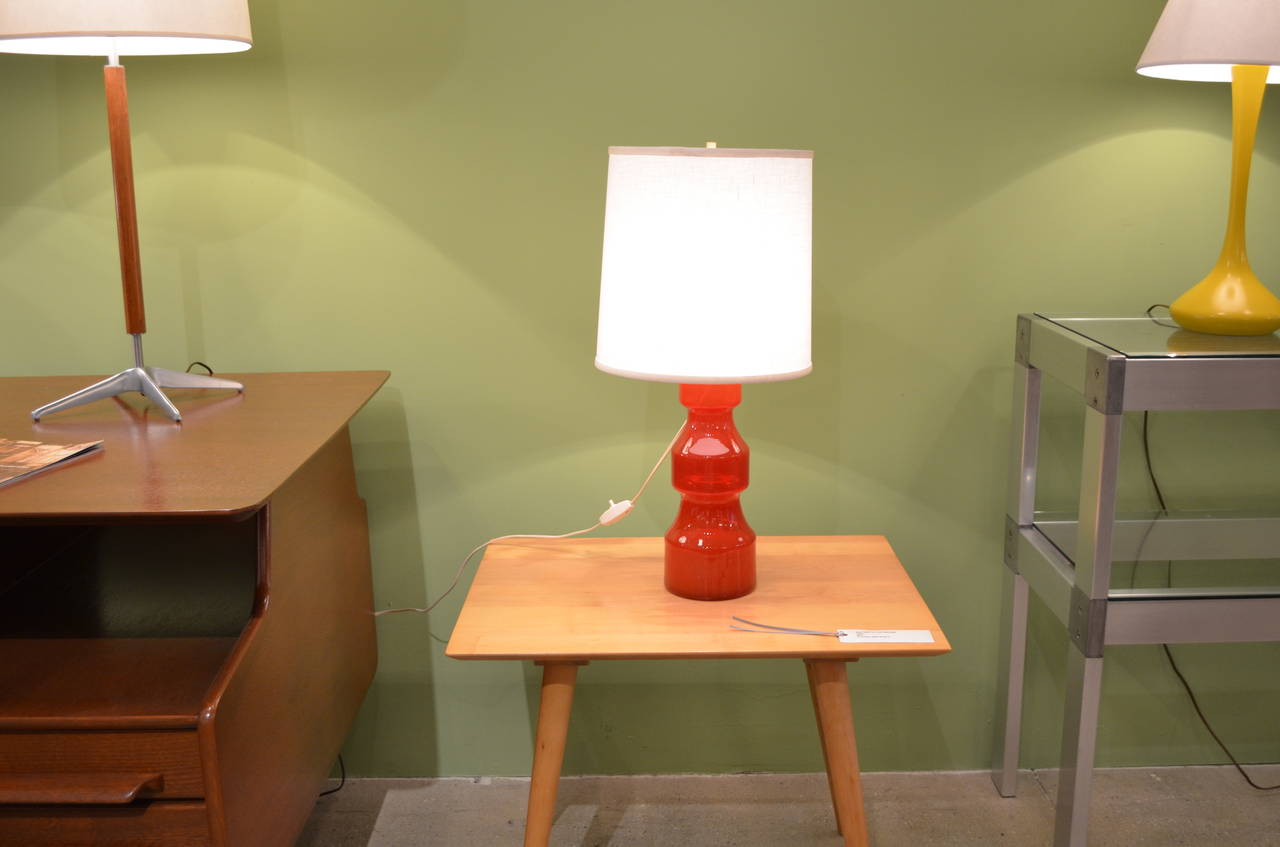 Mid-Century Modern Red Glass Table Lamp