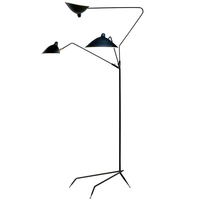 Standing Lamp with 3 Arms by Serge Mouille