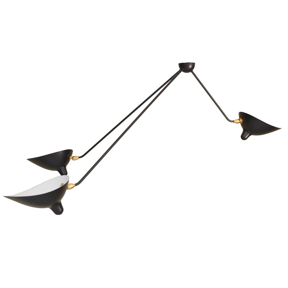 Spider Three-Arm Ceiling Lamp by Serge Mouille in Black