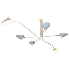 Serge Mouille Ceiling Lamp with 6 Rotating Arms, White