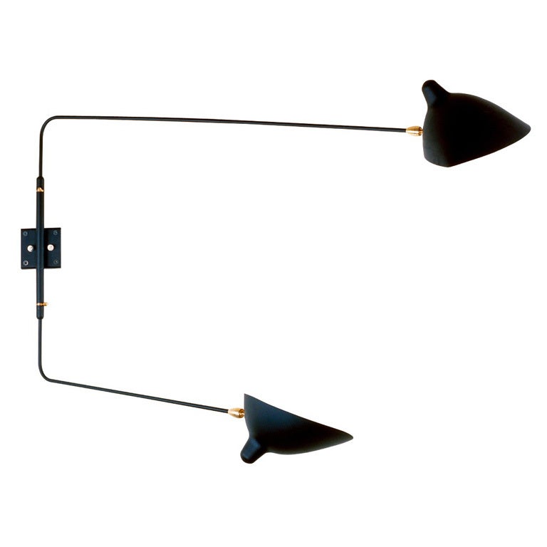 Wall Sconce with Two Straight Rotating Arms by Serge Mouille at 1stdibs