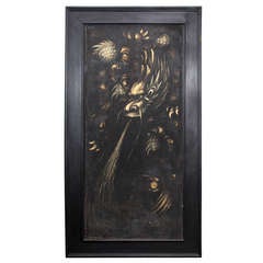Large 1920s Framed Painting on Wood by Robert Winthrop Chanler 2