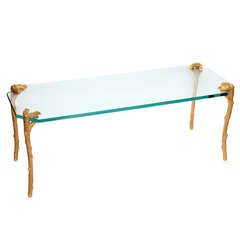 A 1960
s French Sculptural gilt Bronze Table by Maison Bagues