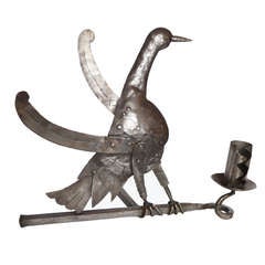 1960s Arts and Crafts Hand-Wrought Iron Wall Candleholder 12