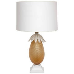 1940s Italian Art Glass Pineapple Lamp by Martinuzzi