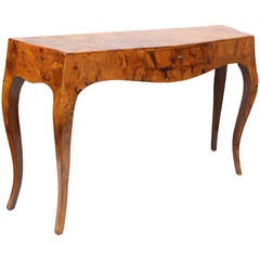 A 1940's Italian Art Moderne exotic burled wood Console/Desk