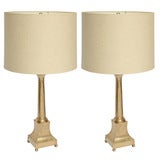 A Pair of 1930
s Classical Modern Brass Table Lamps