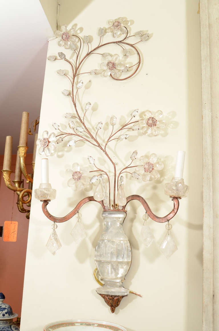 Pair of Rock Crystal Wall Lights at 1stdibs