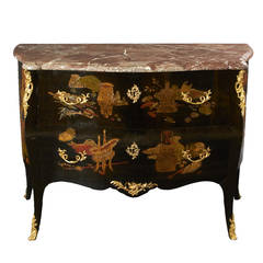 Louis XV Japanned Two-Drawer Marble Top Commode, circa 1760