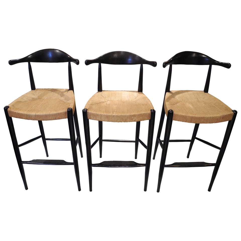 Three Mid-Century Vintage Bar Stools