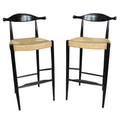 Mid-Century Ox Bow Tall Bar Stools in the Style of Hans Wegner 1
