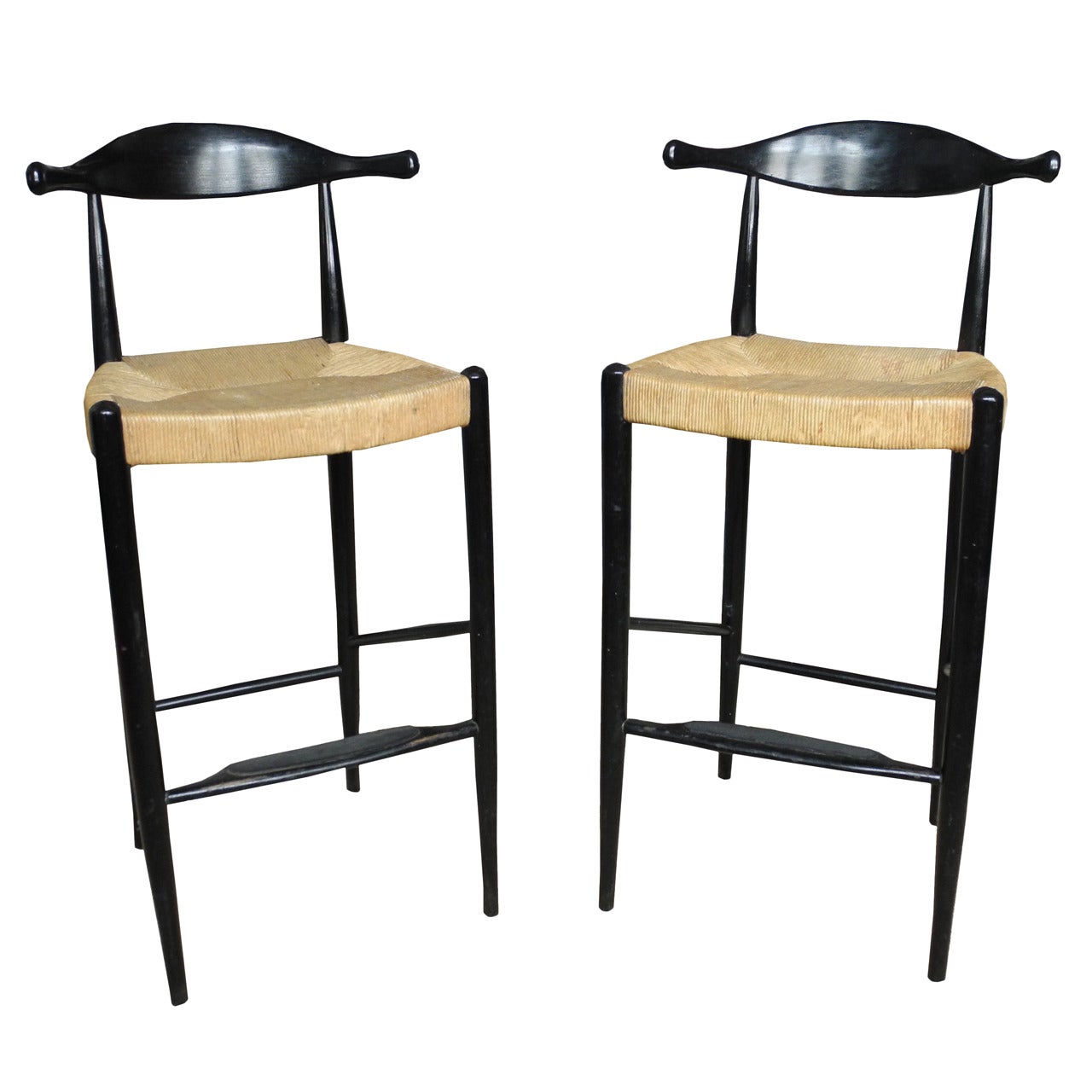 Mid-Century Ox Bow Tall Bar Stools  For Sale