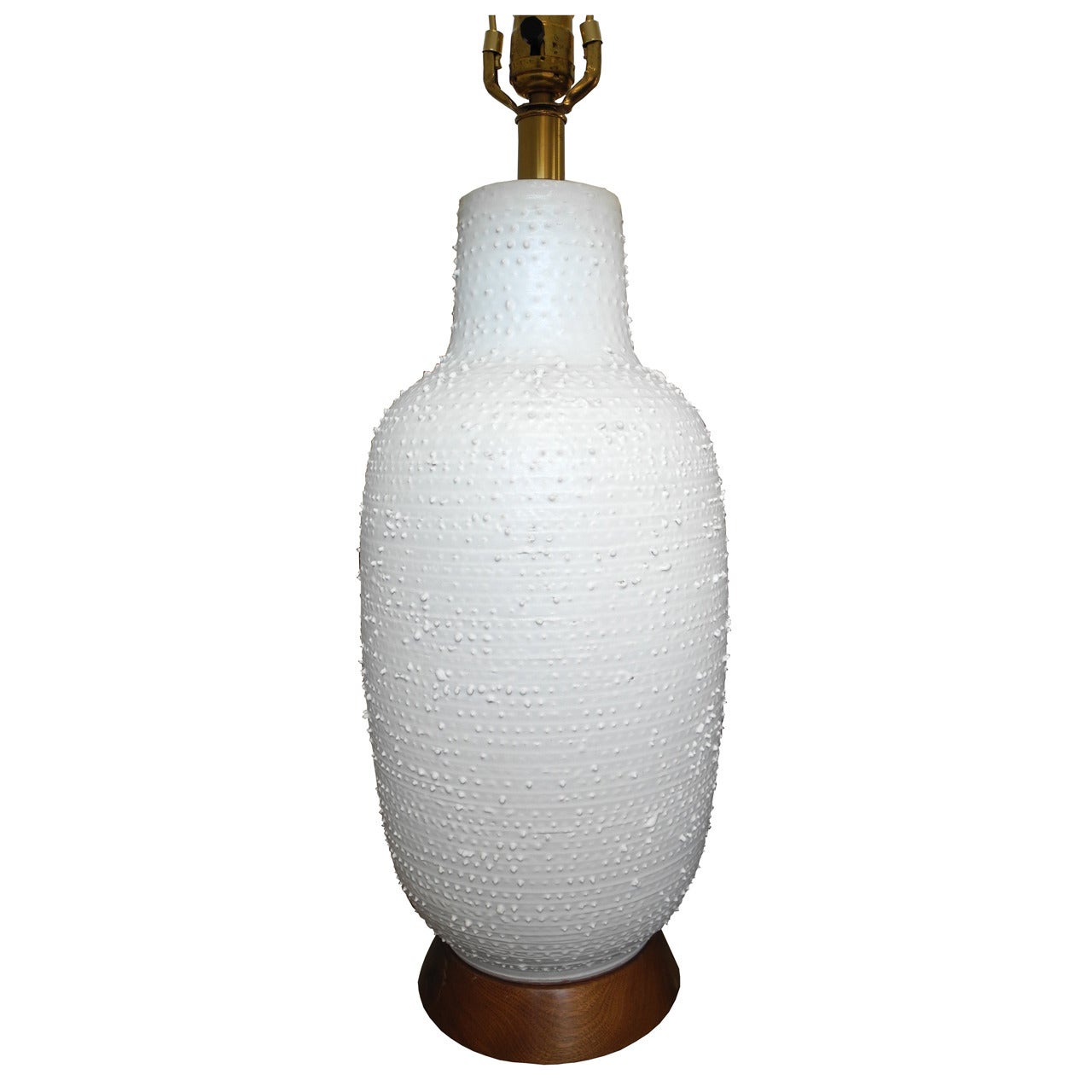 Mid-Century Modern White Textured Ceramic Lamp by Design Technics, 1950s For Sale
