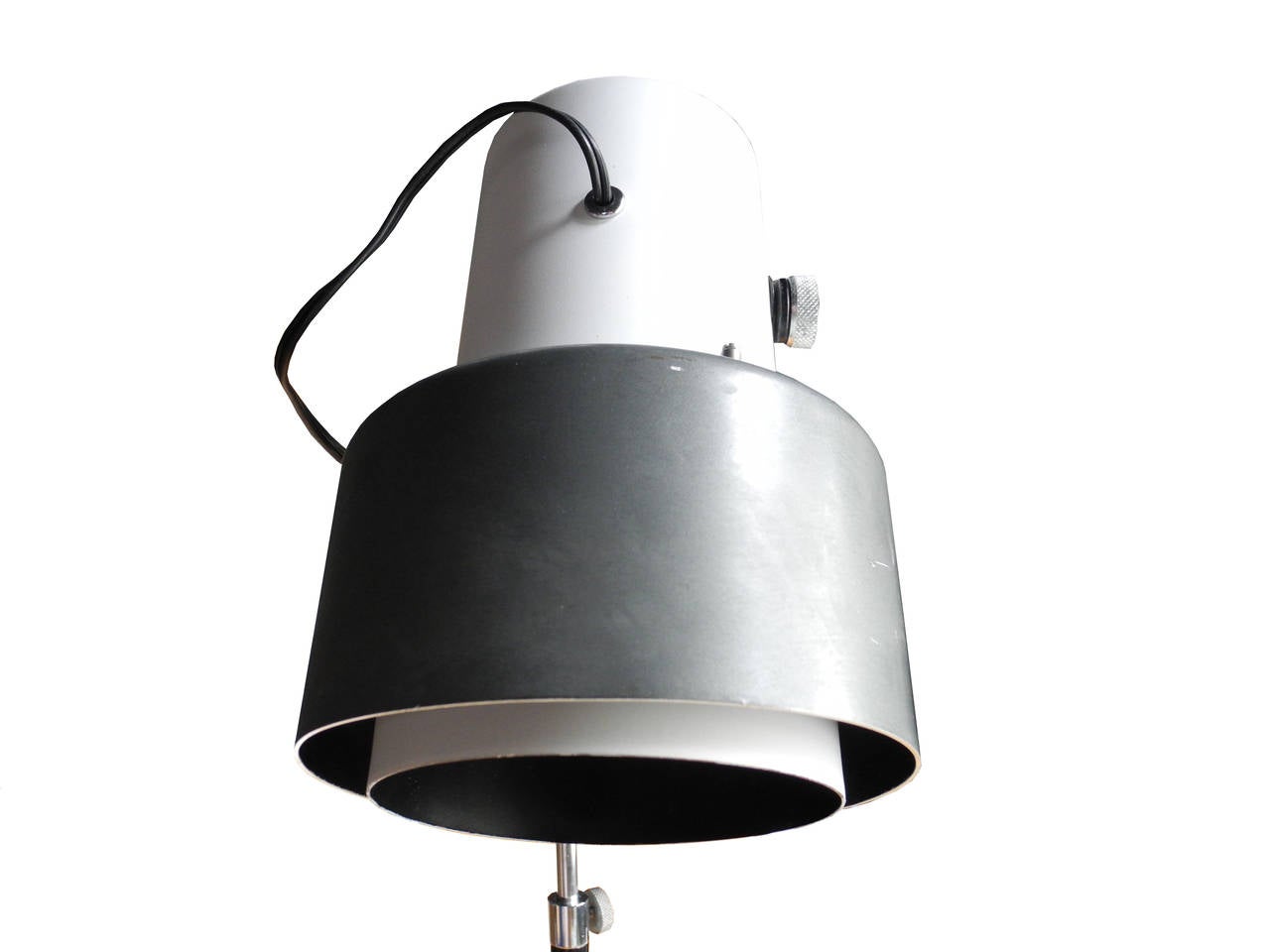 20th Century Modern Italian Marble and Spun Metal Floor Lamp in the Style of Louis Poulsen For Sale