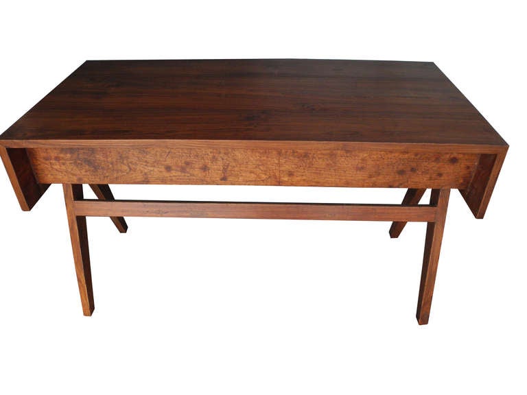 Modern Pierre Jeanneret Teak Desk and Arm Chair, College of Architecture, Chandigarh For Sale