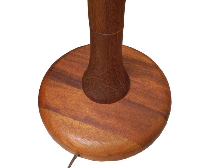 Mid-Century Danish Modern Solid Teak Floor Lamp In Good Condition For Sale In Hudson, NY