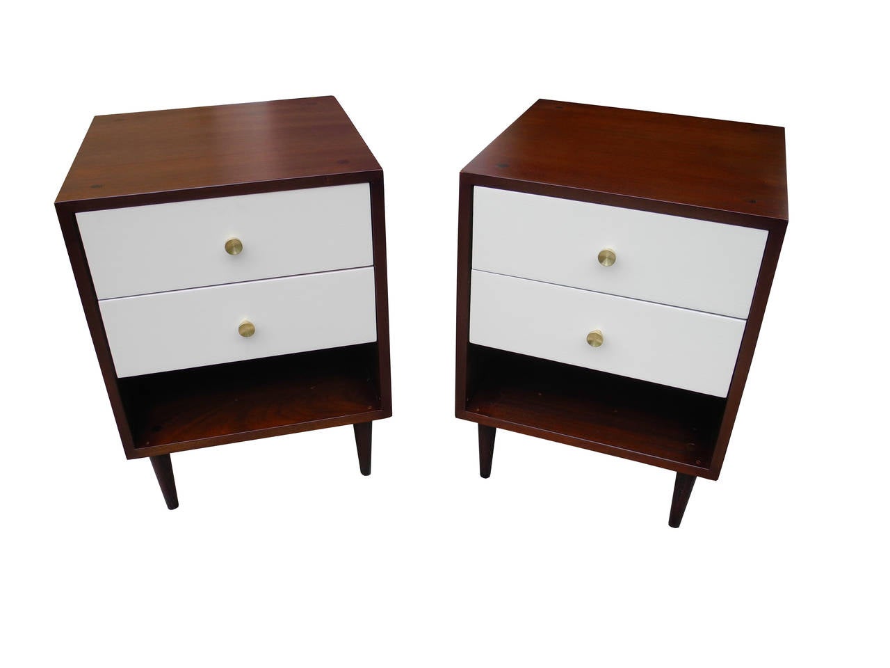 Pair of Morris Sanders Bedside Tables for Mengel Module In Good Condition In Hudson, NY