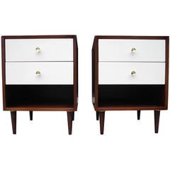 Pair of Morris Sanders Bedside Tables for Mengel Module