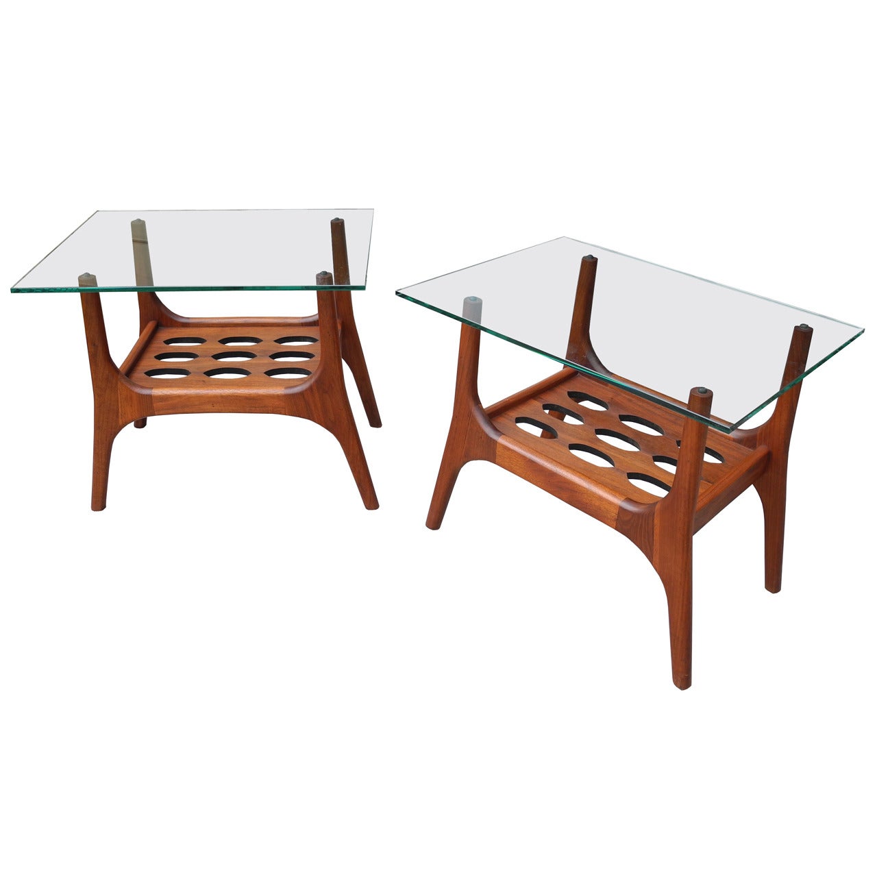 Organically Sculpted Walnut Mid-Century Modern Night Stands or Side Tables