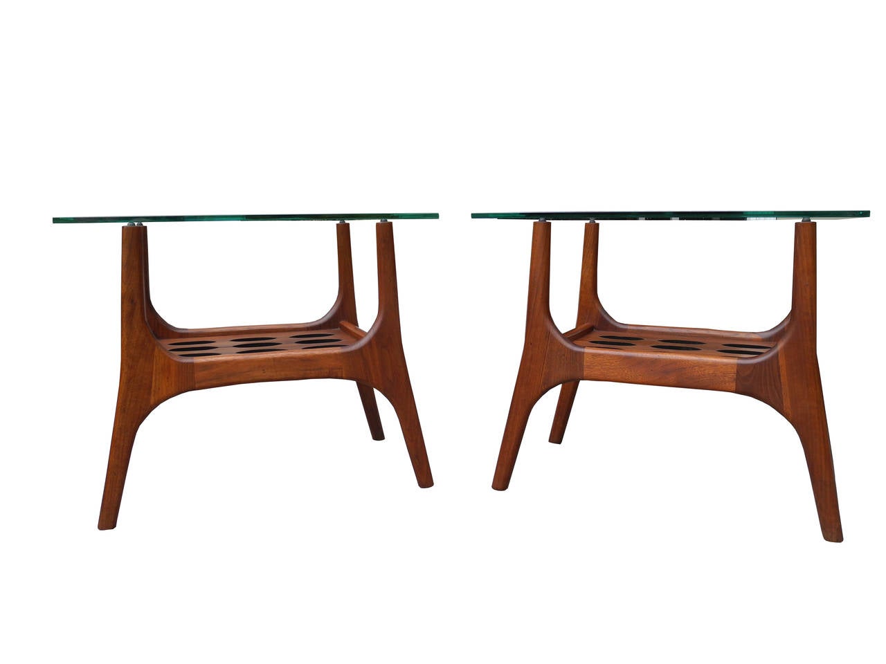 American Organically Sculpted Walnut Mid-Century Modern Night Stands or Side Tables