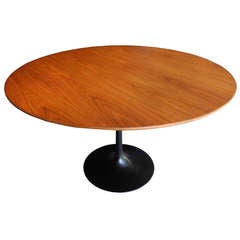 Round Walnut Saarinen Table for Knoll