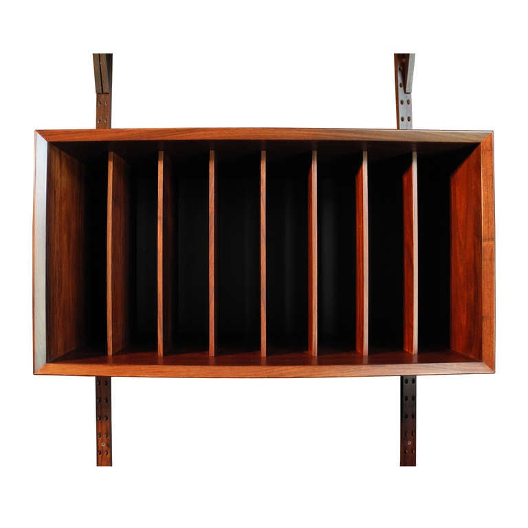Scandinavian Modern Danish Modern Rosewood Record Wall Unit by Poul Cadovious for Cado For Sale