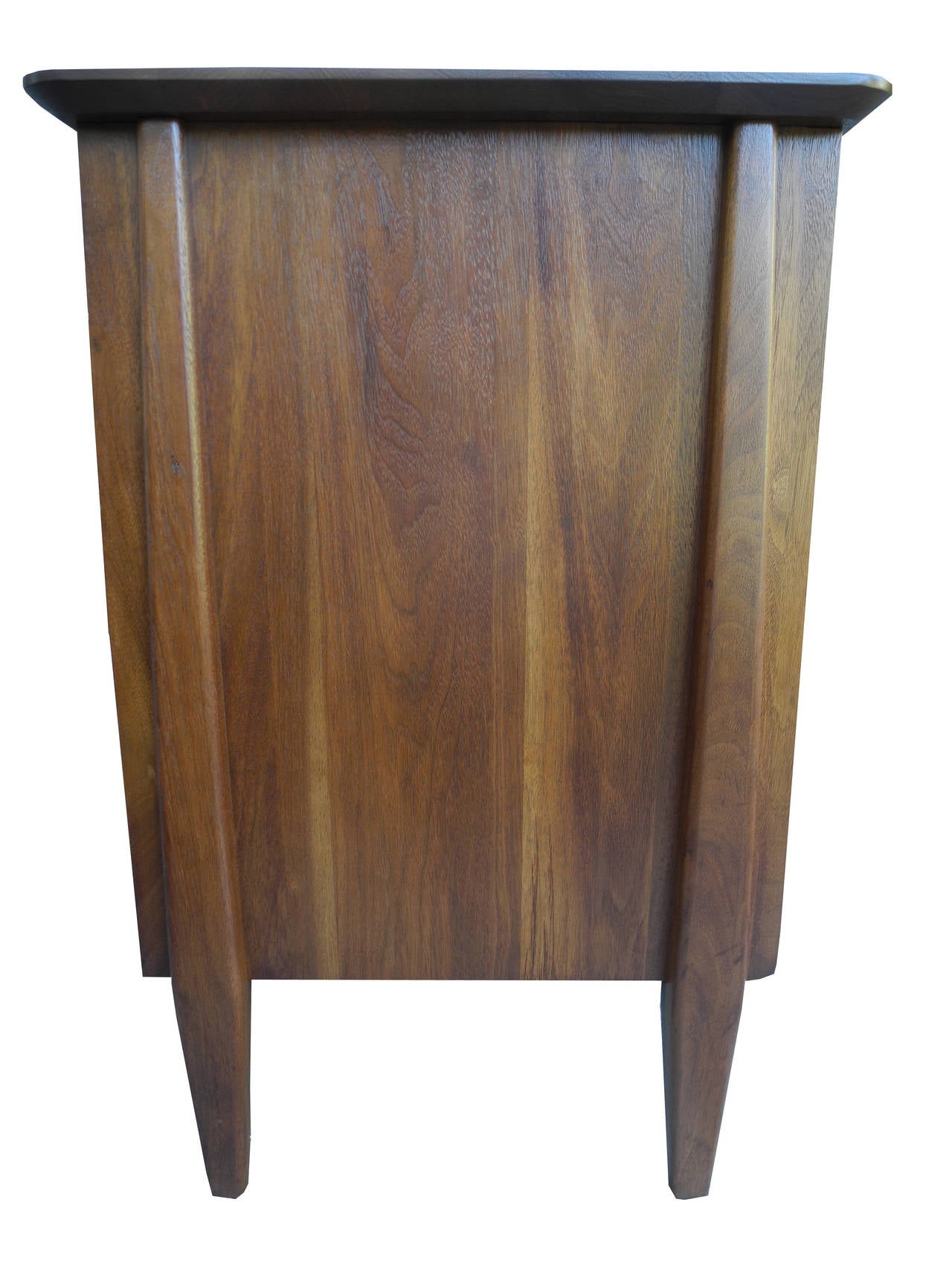Brass Mid-Century Modern Solid Walnut Nightstands or Bedside Tables with Drawer For Sale